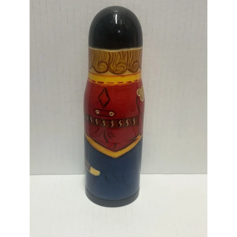 Russian Matryoshka Wooden Nesting Doll Vodka‎ Mini Bottle Holder Soldier 7.5 in